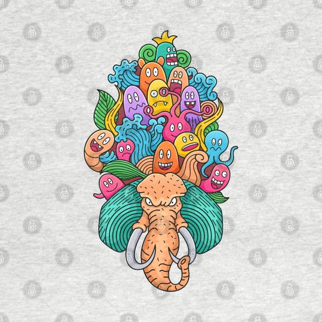 doodle monster character elephant by Mako Design 